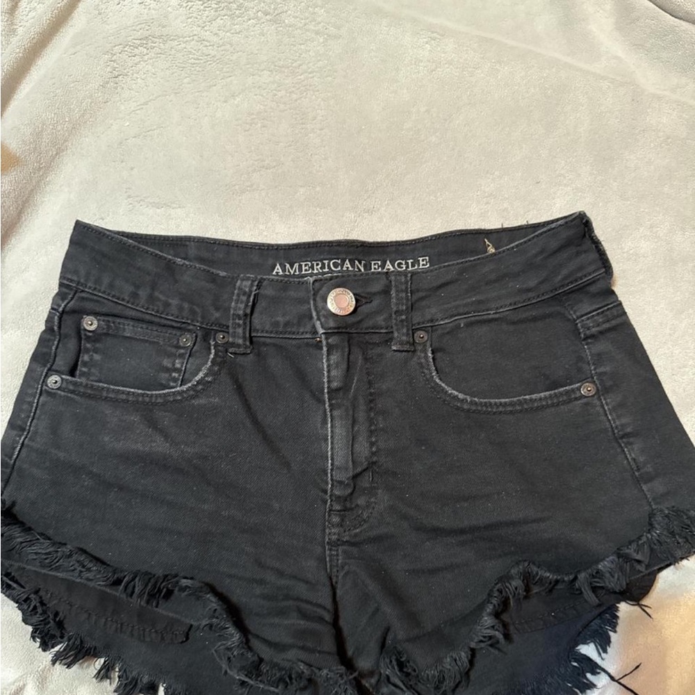 American Eagle Outfitters Frayed Black Jean Shorts